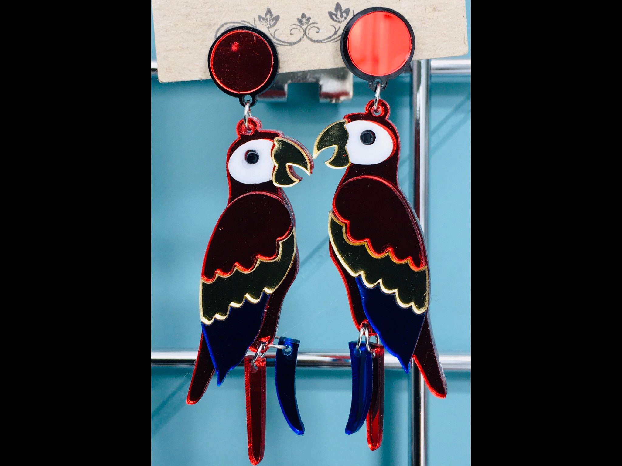Stunning Parrot Earrings Acrylic earrings Statement earrings Etsy