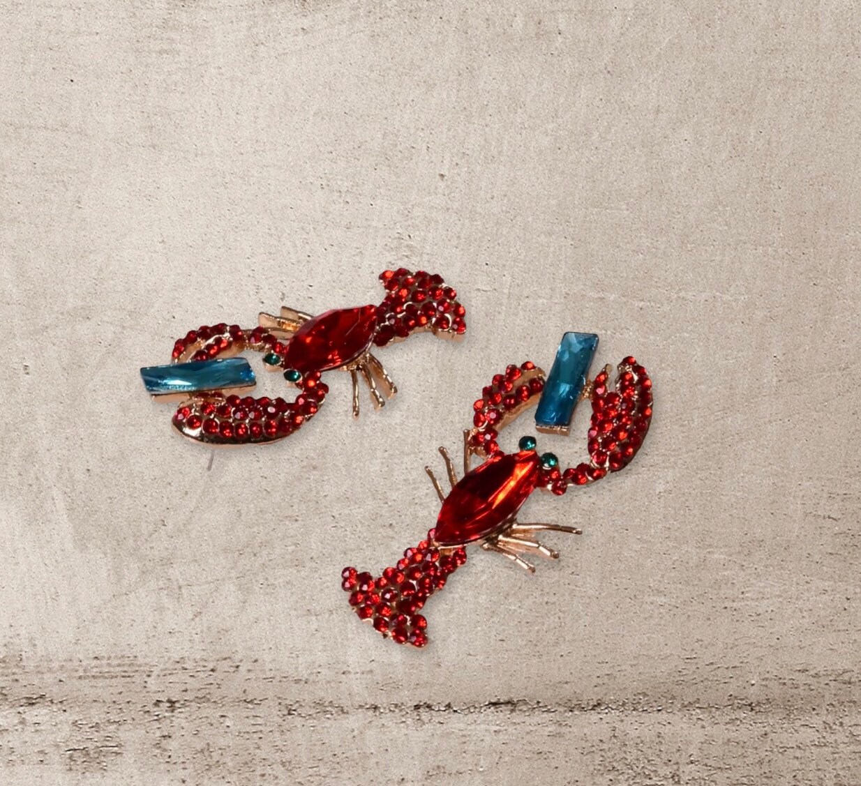 Rhinestone lobster Earrings crystal drop Statement earrings Etsy