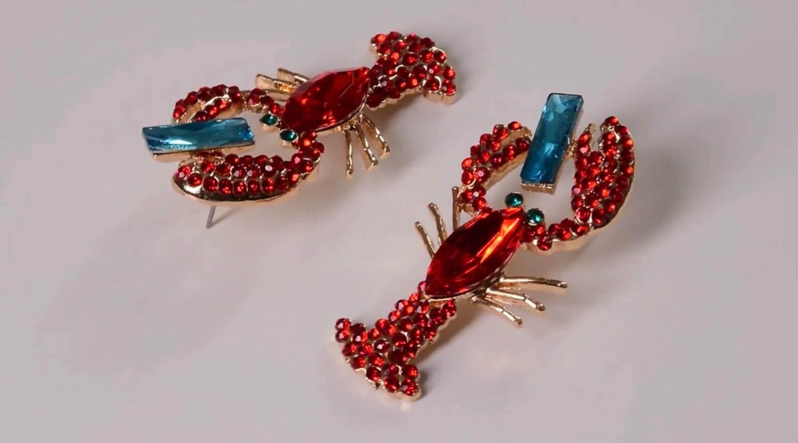 Rhinestone Lobster Earrings Crystal Stud Statement Earrings Etsy UK
