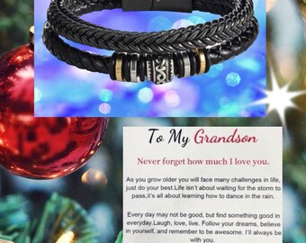 For Grandson - I Will Always Be With You - Double Row Bracelet,Gift, Grandson Gift,Gift for Him, Birthday gift ,keepsake gift