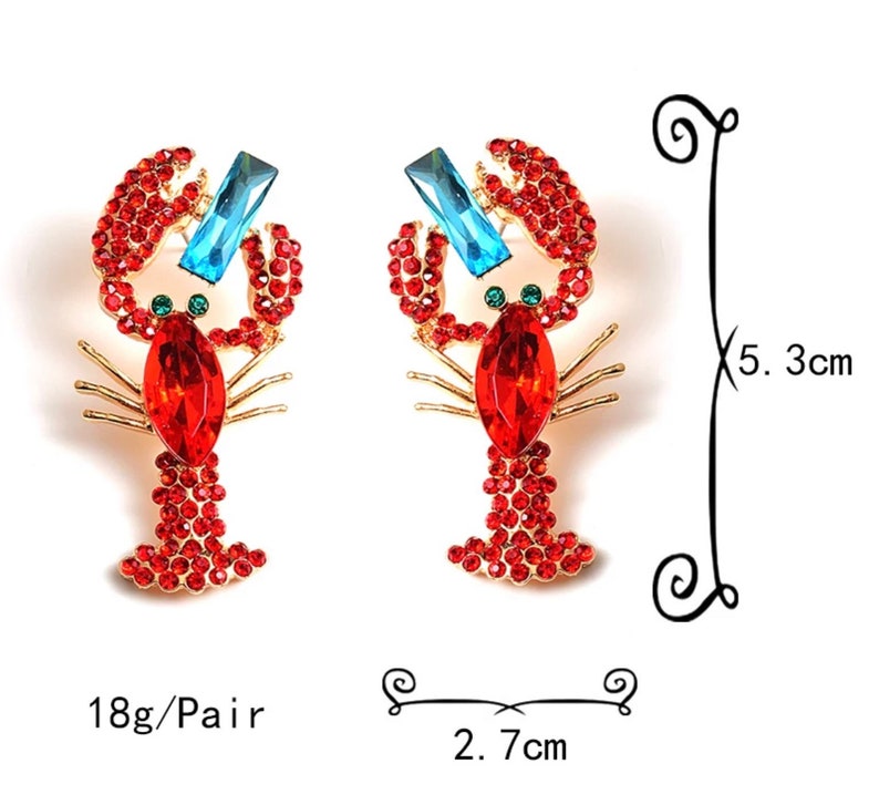 Rhinestone Lobster Earrings Crystal Stud Statement Earrings Etsy UK