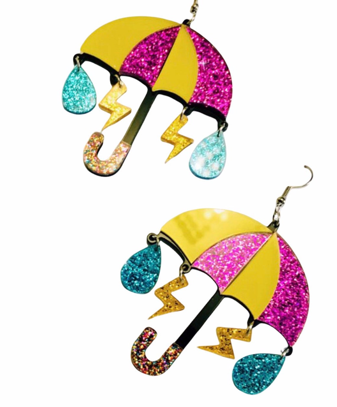 Acrylic Glitter Umbrella colourful earrings fun Statement Etsy