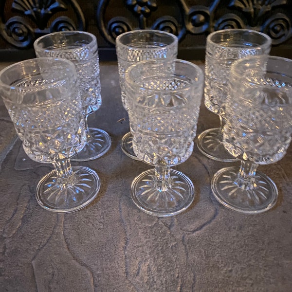 Six Anchor Hocking Wexword Cordial Glasses