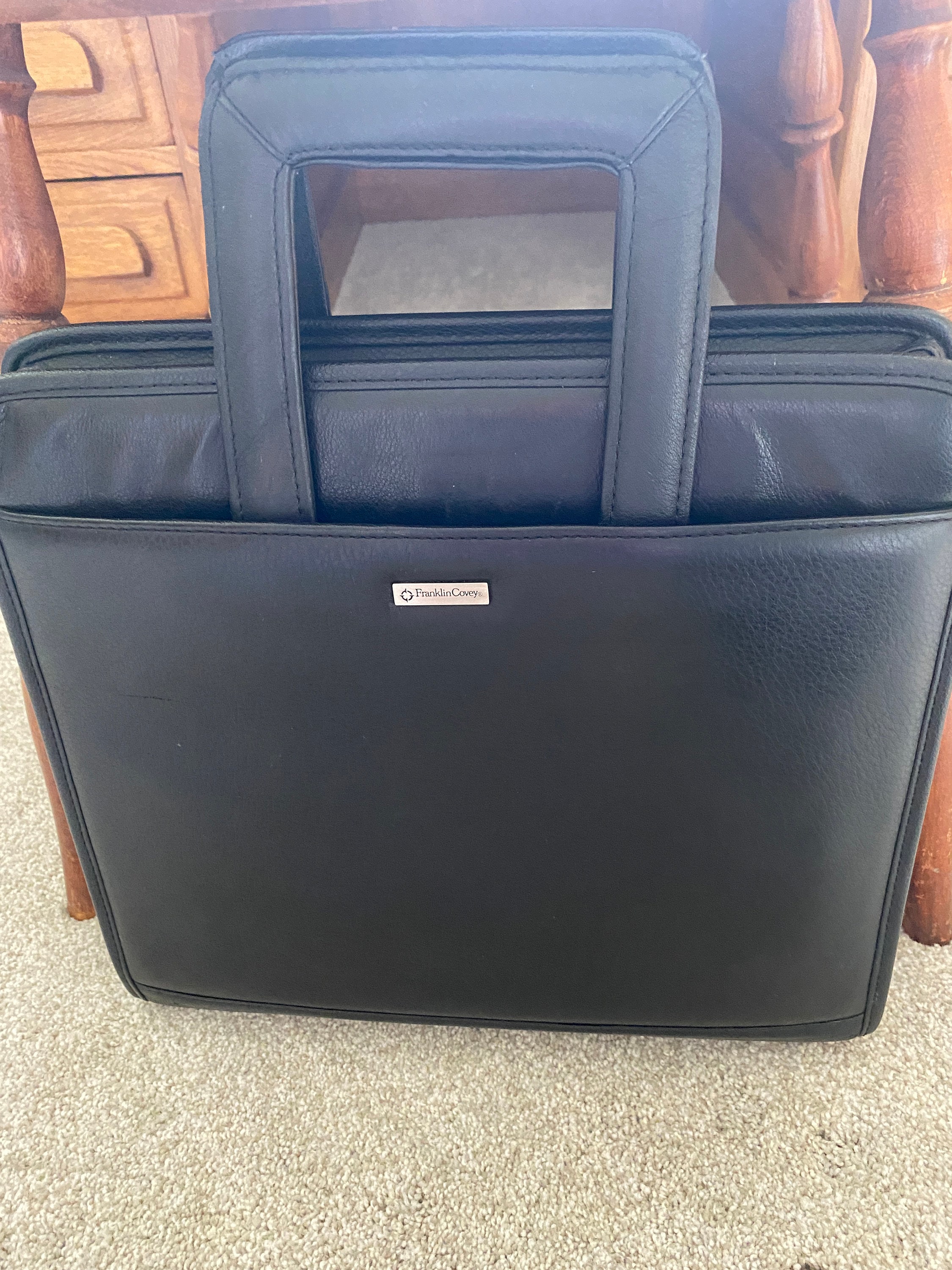 Vintage Brown Suede FRANKLIN COVEY Briefcase Travel Bag 