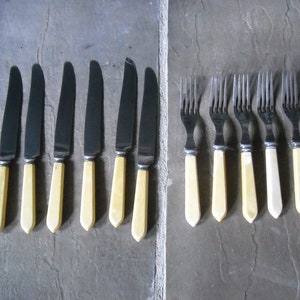Vintage Bakelite Stainless Steel Flatware: Picnic Knives & Forks