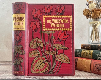 The Wide Wide World by Elizabeth Wetherell Decorative Floral Art Nouveau Vintage Book...published by Collins Clear Type Press