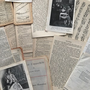 Pacchetto di carta Ephemera vintage... Pagine di libri vintage, illustrazioni, spartiti, stampa di libri... Upcycle, Recycle, Junk Art Journaling