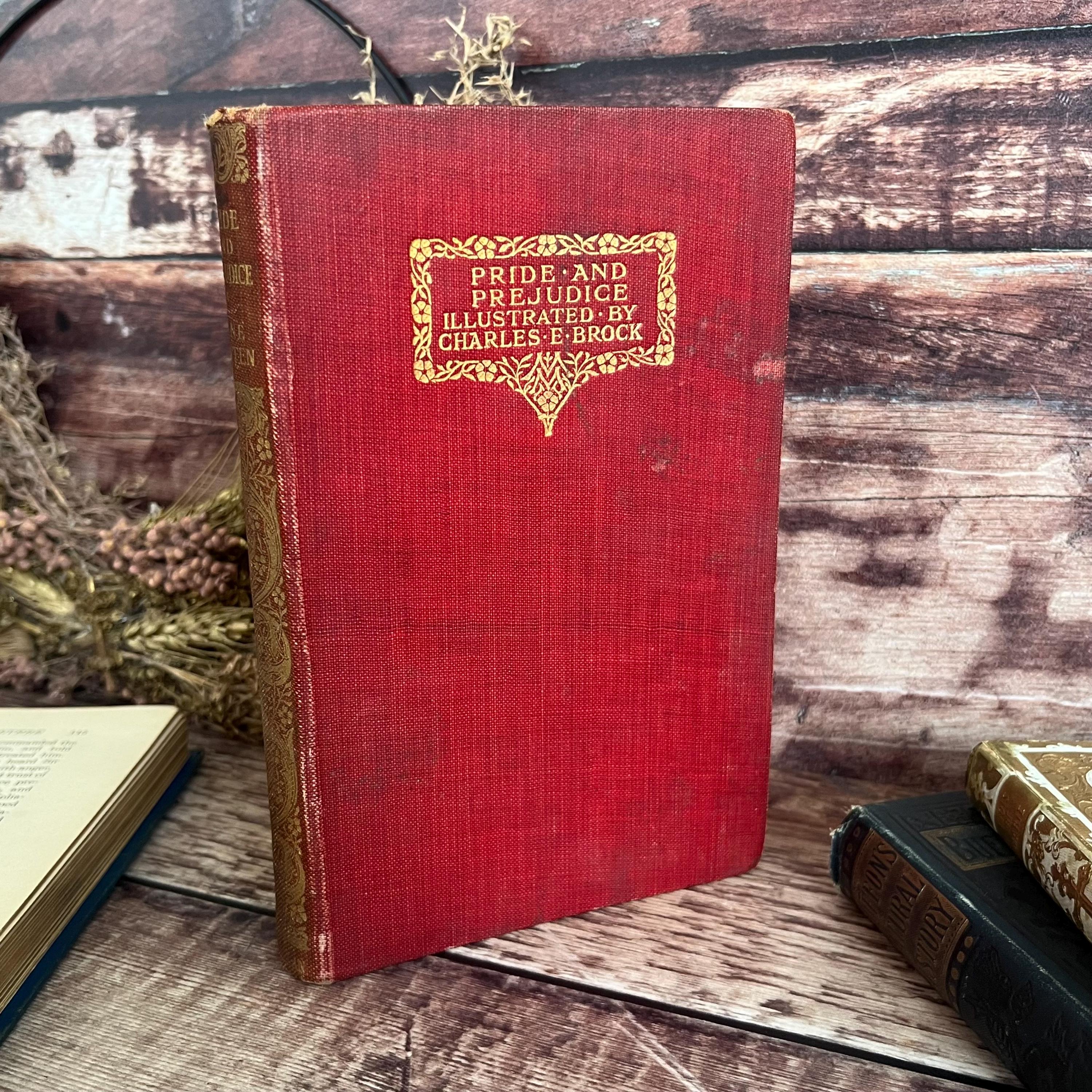 1909 Pride and Prejudice by Jane Austen Illustrated by Charles Brock Vintage Antique Late Edwardian Book...published by Macmillan and Co