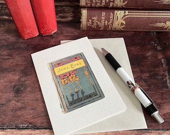 Jane Eyre Card: Antique Victorian Book Cover, Art Nouveau, Recycled