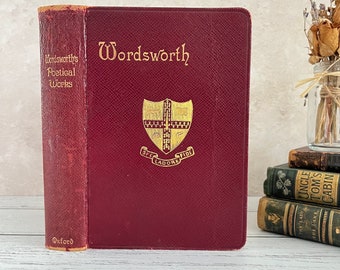 1911 Poetical Works of William Wordsworth Antique Vintage Leather Book Art Nouveau Decoration in Gilt...published by Henry Frowde