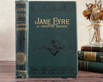 Jane Eyre by Charlotte Bronte Vintage Beautiful Antique Book Floral Binding...Published by The W Nicholson and Sons