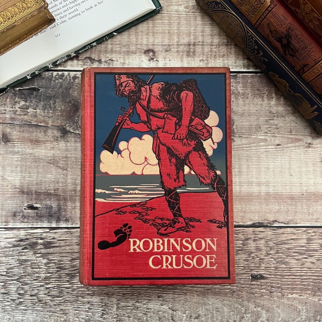 Robinson Crusoe by Daniel Defoe Antique 1930's Vintage Illustrated With ...