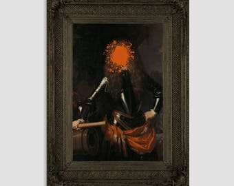 Splat the Cornelius Canvas Art Print with printed illusion frame border | Large Orange Print for Living Room | Orange Wall Art Ideas