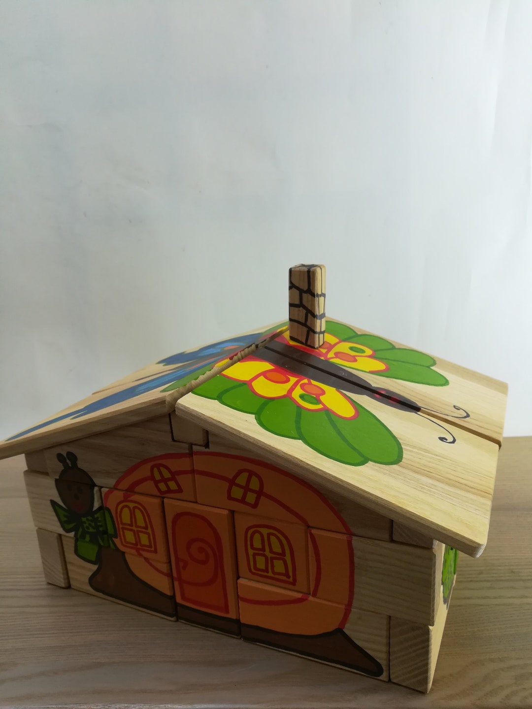 Wooden Block House Building Block Set Etsy