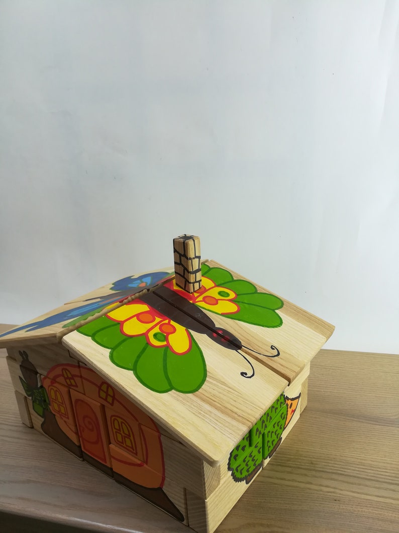 Wooden Block House Building Block Set Etsy