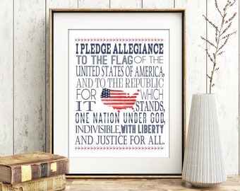 The Pledge of Allegiance Printable, Digital Printable