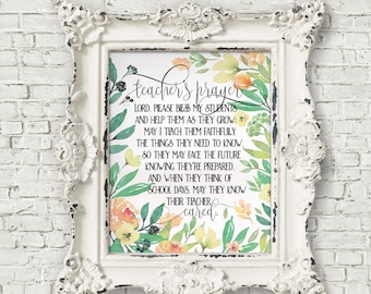 Teacher Gift Religious, Teacher&#39;s prayer, Digital Printable Art, Teacher Christmas gift, Teacher Appreciation, Last Minute Teacher Gift