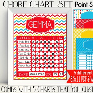 Point System Chore Chart Printable - Primary Colors