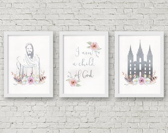 LDS Art - I am a child of God, Christ/Jesus and Temple Art - Silver