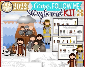 Come Follow Me Old Testament Storyboard Kit 3 APR-MAY 2022, Moses Parts the Red Sea, Resurrection of Jesus, 10 Commandments, Brass Serpent