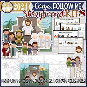 Book of Mormon Storyboard Kit 8, Come, Follow Me 2024, SEPTEMBER, Samuel the Lamanite, Christ&#39;s birth and death, Jesus visits the Americas