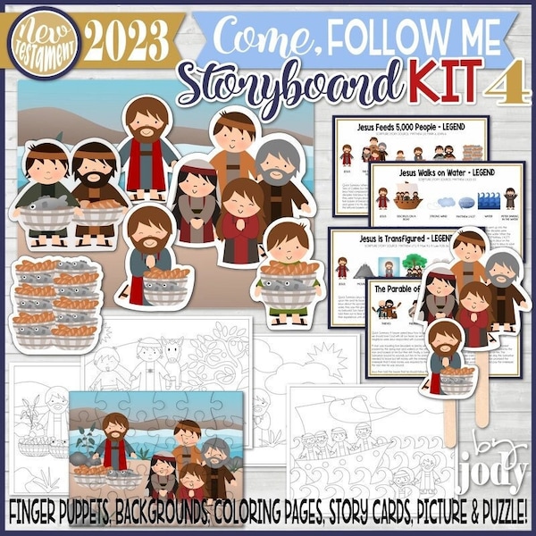 Come, Follow Me New Testament Storyboard Kit 4, March-April 2023, Jesus Feeds 5000 People, Walks on Water, The Parable of the Good Samaritan