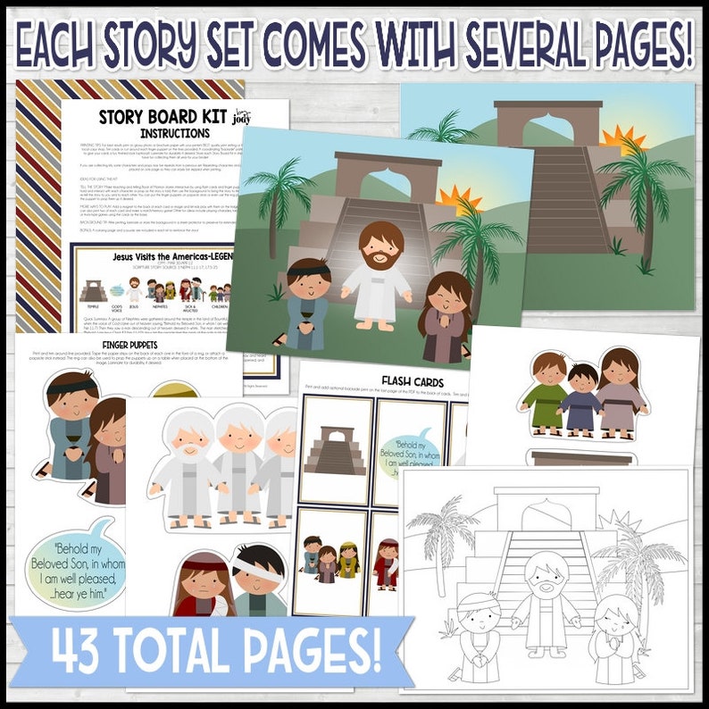 Book of Mormon Storyboard Kit 8, Come, Follow Me 2024, SEPTEMBER, Samuel the Lamanite, Christ's birth and death, Jesus visits the Americas image 7
