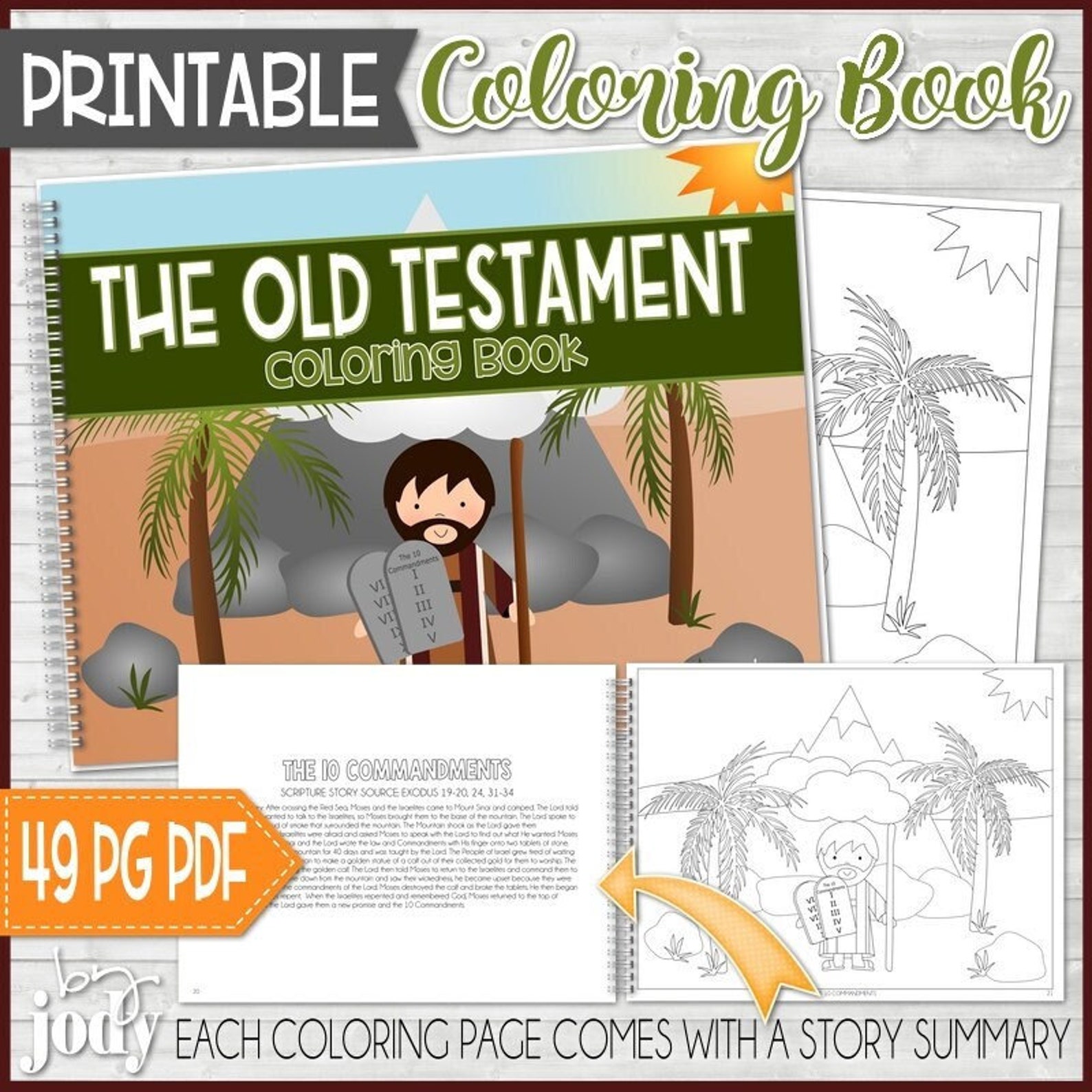 Old Testament Coloring Book With Story Summaries, Printable - Etsy