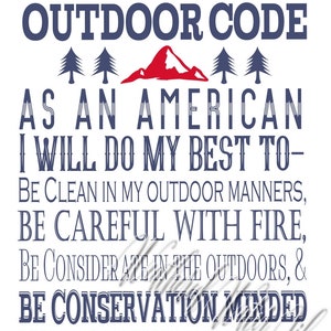 Scout Outdoor Code Digital Printable - Etsy