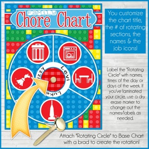 Rotating Family Chore Chart Kit, Building Blocks Theme (digital ...