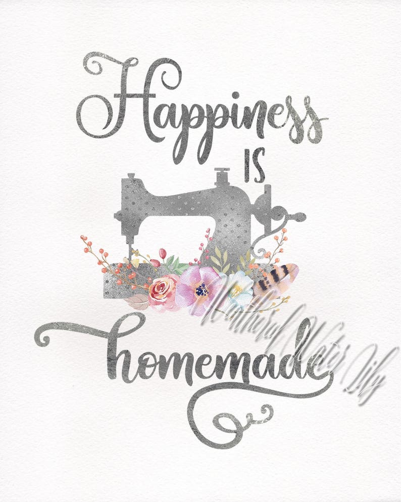 Happiness is Homemade Digital Printable Art Sewing Art | Etsy
