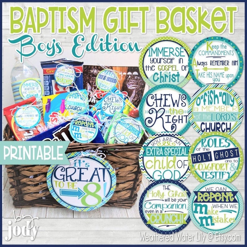 Baptism Gift Basket Boys Edition Baptism Gifts Baptism Etsy