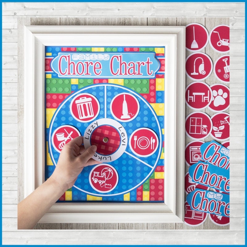 Rotating Family Chore Chart Kit, Building Blocks Theme (digital ...