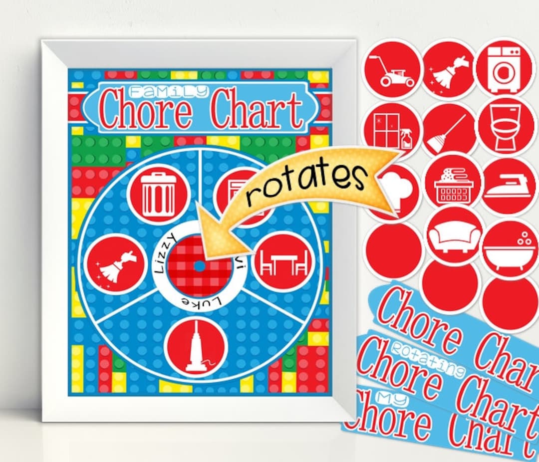 Rotating Family Chore Chart Kit, Building Blocks Theme (digital ...