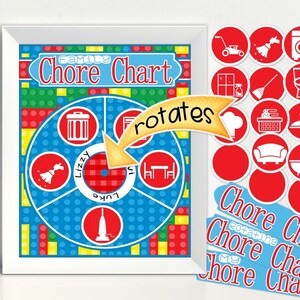 Family Chore Chart Kit Building Blocks, Job Chart, Rotating Family Chore Chart