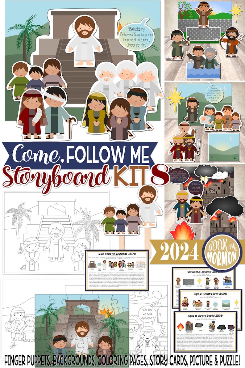Book of Mormon Storyboard Kit 8, Come, Follow Me 2024, SEPTEMBER, Samuel the Lamanite, Christ's birth and death, Jesus visits the Americas image 10