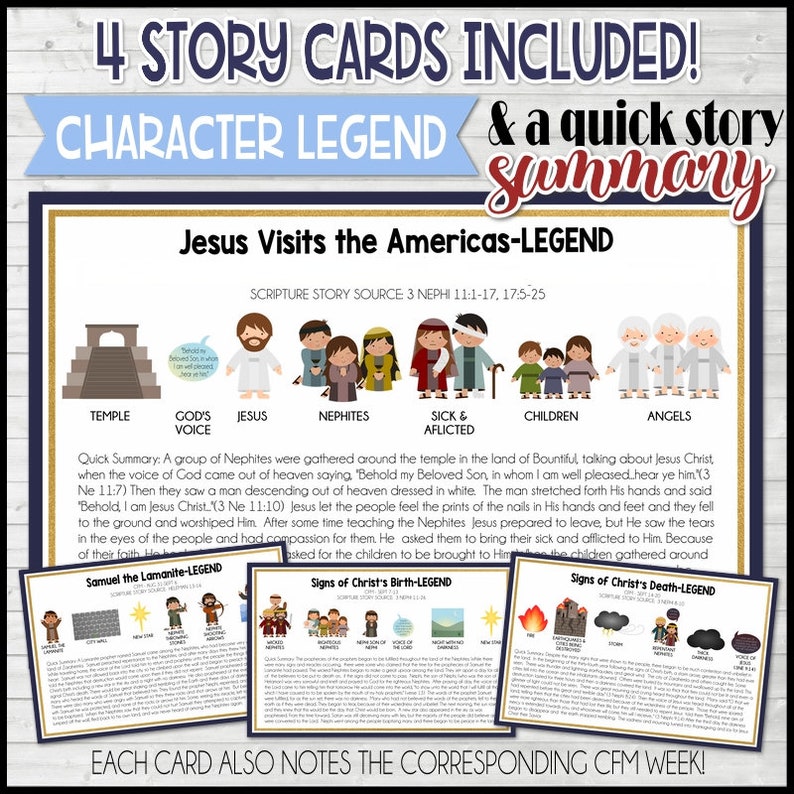 Book of Mormon Storyboard Kit 8, Come, Follow Me 2024, SEPTEMBER, Samuel the Lamanite, Christ's birth and death, Jesus visits the Americas image 2