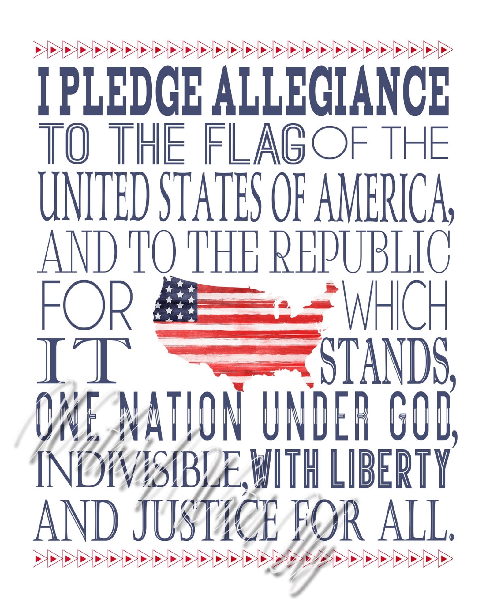 The Pledge of Allegiance Printable Digital Printable Etsy
