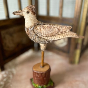 Seagull Textile Sculpture, Fiber Art, Table Top, Room Accents, Staffed Sculpture, Soft Sculpture, Hand made in USA image 1