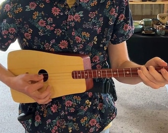 Grande 3-String Guitar, AKA Chromatic Stick Dulcimer: Beautiful Red Wood; Rich Round Sound; Handmade with Built-in Pickup - Number 468