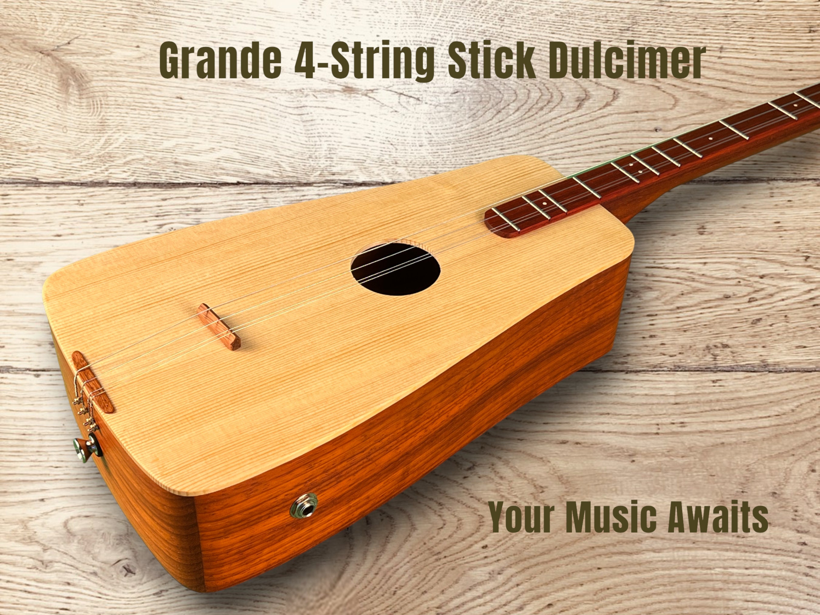 Grande 4string Stick Dulcimer, AKA Dulcitar Beautiful Woods, Full