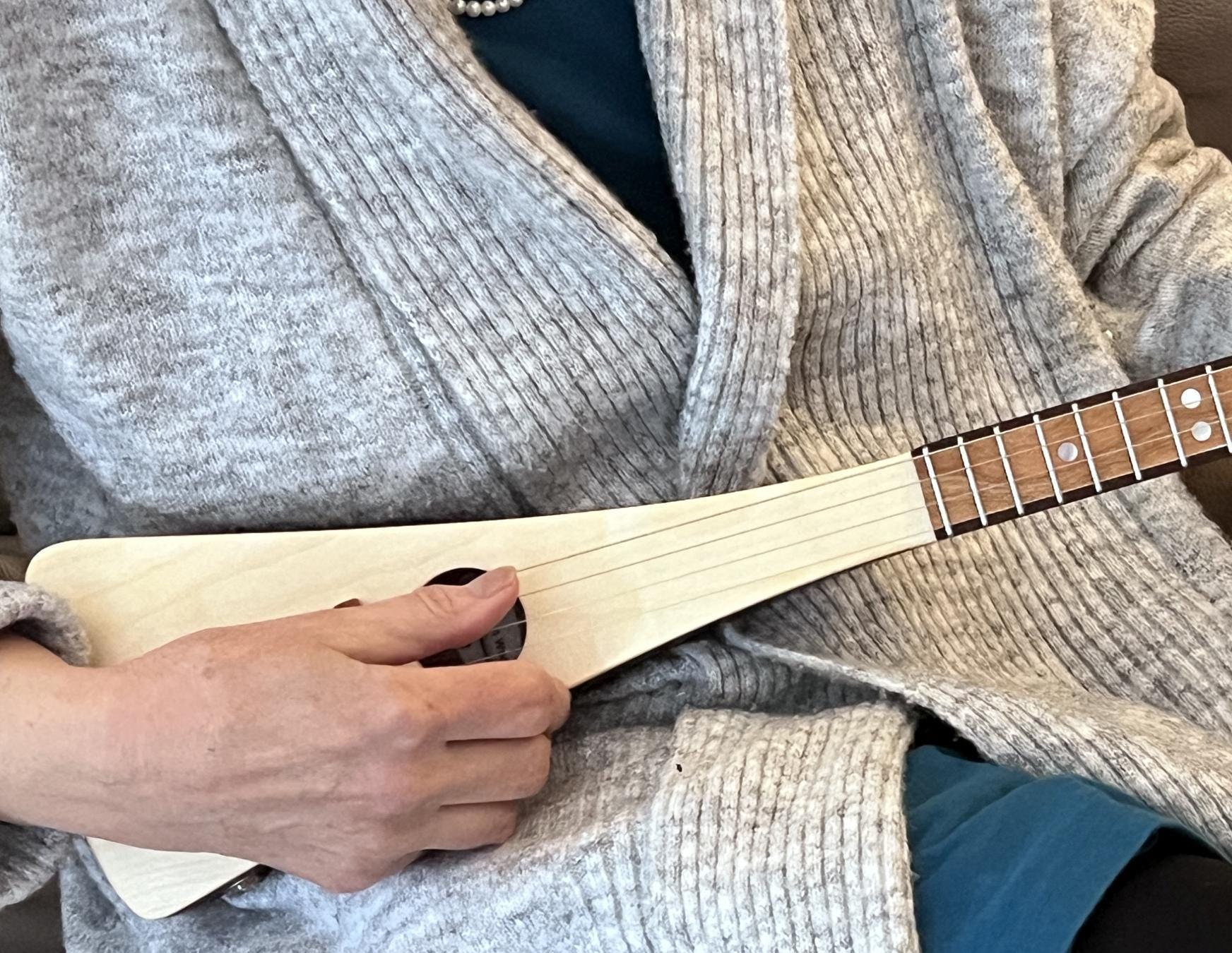 Tenor Guitar, 4 Strings, Travel Size, Beautiful Woods, Pearloid Markers, Built-in pickup -- Number 532