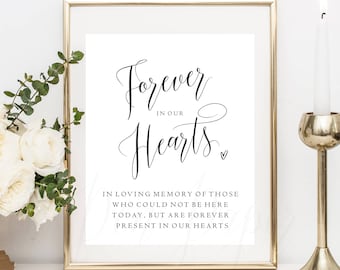 Forever in our hearts sign, printable, memory sign, in loving memory, wedding sign, in memory of, we know you would be here today  #PPSB41