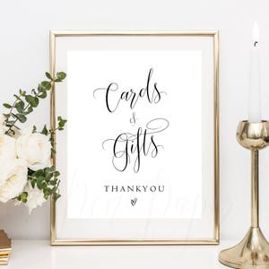 Cartes et cadeaux, merci, signe de mariage, imprimable, signe de douche, table présente, décor de mariage, signe de réception, téléchargement immédiat PPSB32 image 1