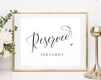 Reserved wedding sign, printable reserved for family sign, wedding printable, pdf instant download #PPSB59