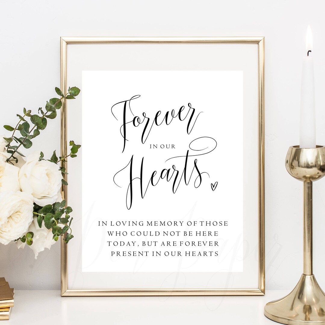 Forever in Our Hearts Sign, Printable, Memory Sign, in Loving Memory ...