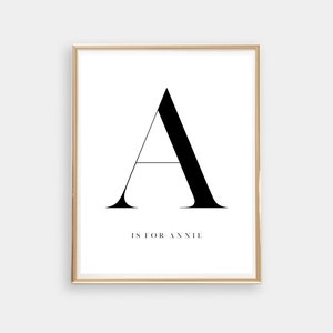 Customized Letter Art Print // Initial print // Personalised name / Monochrome / typography // Digital Print / Home Decor // Black and White