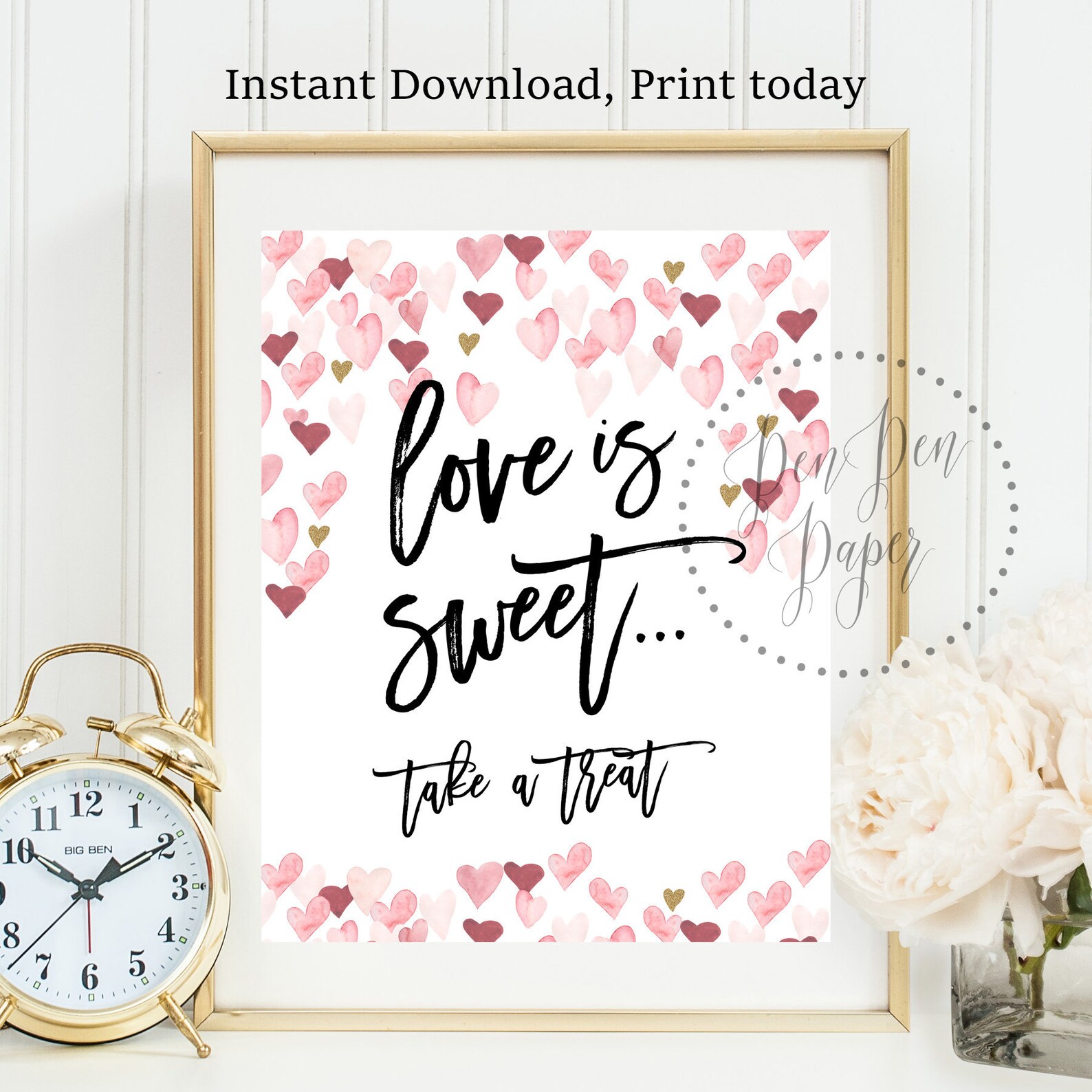 Love is Sweet Take a Treat Printable Sign Valentine Bridal - Etsy