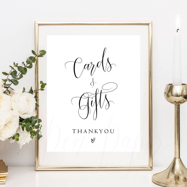 Cards and Gifts, thankyou, wedding sign, printable, shower sign, present table, wedding decor, reception sign, instant download PPSB32 image 1