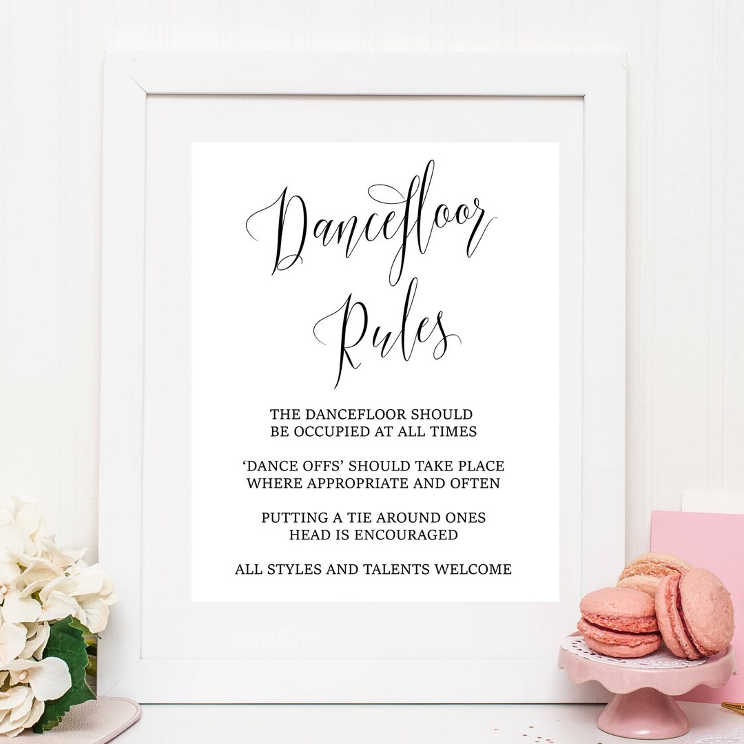 Dancefloor Rules, Wedding Dance Floor Rules, Wedding Rest Room Sign